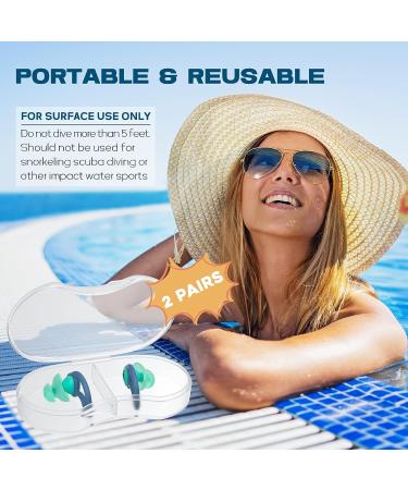 2 Pairs Swimmer Ear Plugs - Hearprotek Custom-fit Water Protection Adult Swimming Earplugs - Green - Buy Online on GoSupps.com