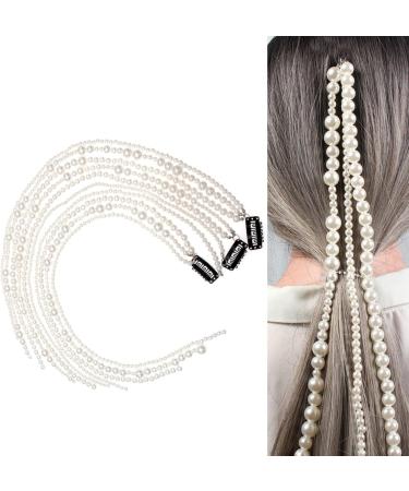 FRCOLOR pearl hair clasp pearl tassel hair clip long pearl hair slide chain pearl tassel bracelet Hair Extensions decor pearl Hair Extensions faux pearls tassel chain Miss white artificial - Buy Online on GoSupps.com