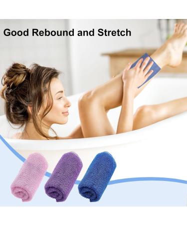 3 Pcs African Exfoliating Net Back Scrubbers - Shower Body Sponge Set for Deep Cleaning - Men and Women - Purple Pink Blue - Buy Online on GoSupps.com