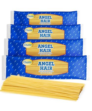 Chuster Angel Hair Pasta Noodles | Enriched Fine Thin Noodle Pasta for Spaghetti, Primavera, Capellini, Pomodoro & Shrimp Scampi | Cooks in 10 Minutes! | Egg-Free, Kosher Pareve | 4-Pack (16oz) Bulk Angel Hair 1 Pound (Pack of 4)