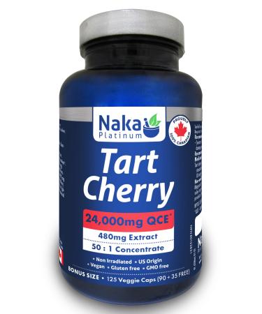Naka Platinum Tart Cherry 24000mg QCE 480mg Extract Antioxidant Made in Canada (90+35 vcaps FREE)