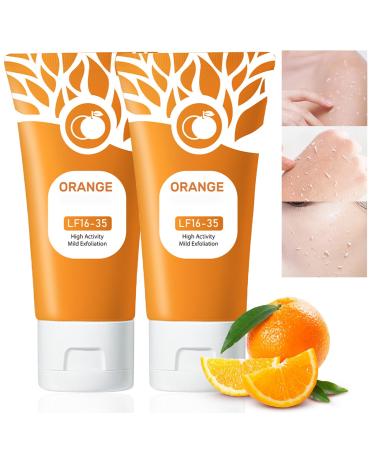 2PC Orange Exfoliating Gel for Face Body Skin Orange Exfoliate Gel Face Body Scrub Gel for Deep Moisturizing Pore Cleansing