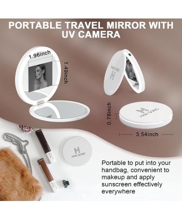 Travel Compact Mirror With Uv Camera For Sunscreen Test, 2x