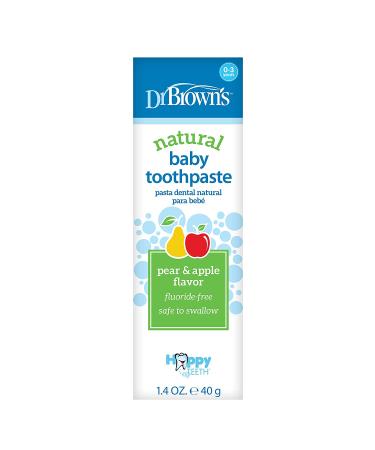 Dr. Brown's Baby Toothpaste Apple Pear Flavor | Fluoride Free | Made in USA | 0-3 Years | 1.4oz - Buy Online on GoSupps.com