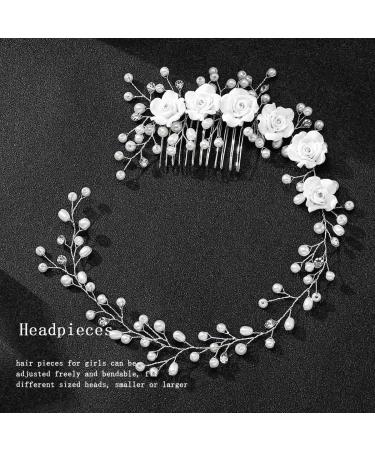 Foyte Hair Comb Pearl & Alloy Silver Women's Bridal Hair Accessories for Wedding Party - Buy Online on GoSupps.com