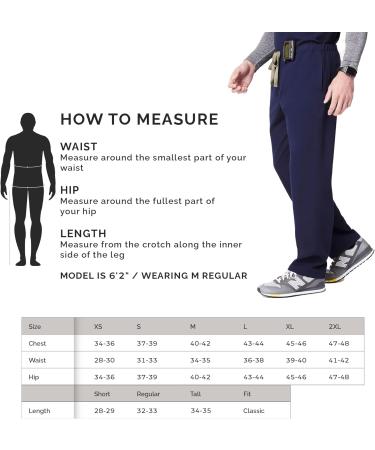 FIGS Pisco Men's Basic Scrub Pants | Structured Fit, Straight Leg, 4 Pockets | Anti-Wrinkle | Regular Medium, Navy Blue - Buy Online on GoSupps.com