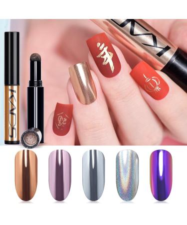 KADS Holographic Cushion Nail Powder Pen - 5 Colorful Aurora Titanium Laser Phantom Mirror Nail Art Tool 0.5g/box - Buy Online on GoSupps.com