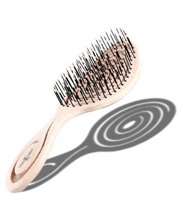 CHIARA AMBRA Bio Friendly Detangling Brush - No Tugging Detangler for Thick & Curly Hair or Extensions - Vegan Vent Hairbrush - Nature Beige