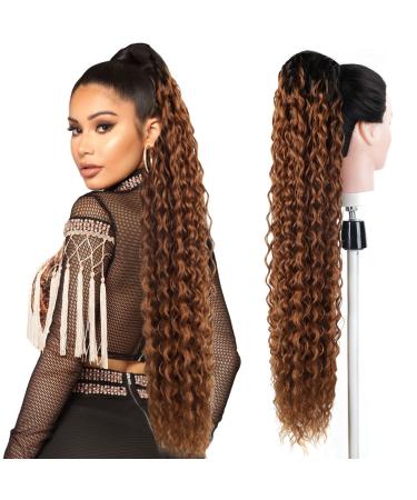 Drawstring Ponytail Extension 30 inch Long Curly Ponytail Hair Extension Synthetic Hairpiece for Women(T2/30# 30 inch) 30inch-T2/30#