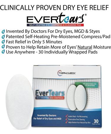 EverTears Dry Eye and Stye Relief Moist Heat Warm Compress with Hyaluronic Acid for Instant Therapy - 30 Count - Buy Online on GoSupps.com