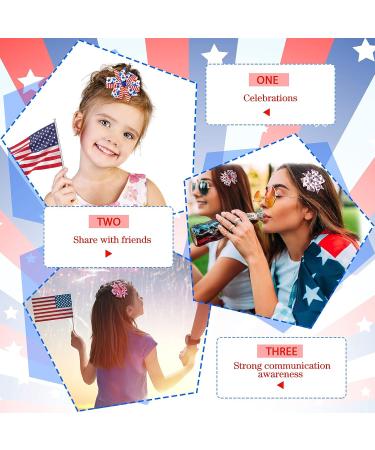 Patriotic Hair Bows Clips - 4th of July Independence Day Hair Accessories - Set of 24 - American Flag Design - Buy Online on GoSupps.com