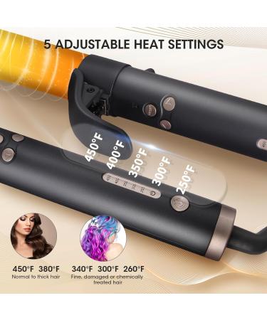 Professional 1 1/4 Inch Rotating Curling Iron - Automatic Wave Hair Wand 360 Rotation 5 Temps Dual Voltage Auto Off - Rose Gold - Buy Online on GoSupps.com