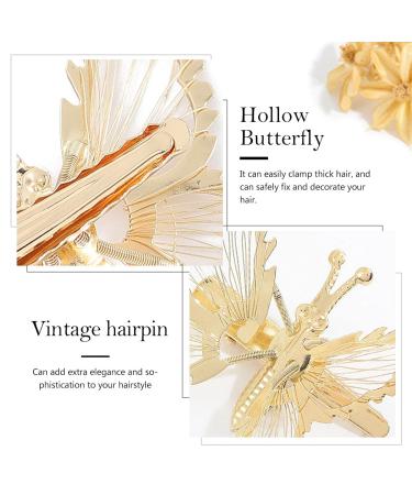 Bartosi 3D Butterfly Hair Clips - Gold Metal Hair Barrettes for Women and Girls (Pack of 2) - Buy Online on GoSupps.com