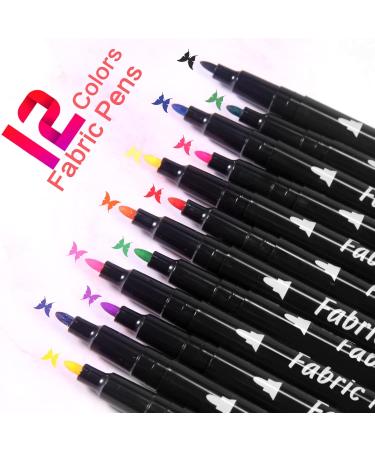 Siumir Fabric Markers for Clothes - 12 Color Cloth Pens for DIY Arts - 0.24 oz (Pack of 12) - Buy Online on GoSupps.com