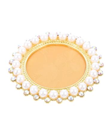 Lurrose DIY Nail Art Palette Metal Nail mixed palette nail holder polish color mixed plate pearl nail art display pallet cosmetics mixed tools Photo props golden