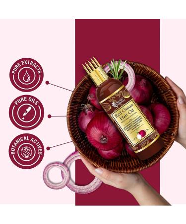 Oriental Botanics Red Onion Hair Growth Oil - 200ml | 30 Natural Oils & Extracts | Mineral Oil-Free for Complete Hair Growth - Buy Online on GoSupps.com