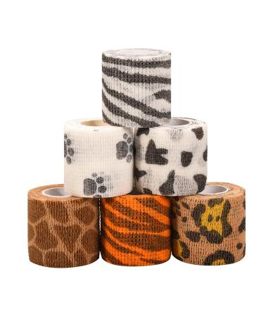 6 Rolls Pet Vet Wrap Self Adhesive Cohesive Bandage Paw Leopard Print Non-Woven Elastic Breathable Injury Wrap Tape for Wrist Ankle Sprains & Swelling - Buy Online on GoSupps.com