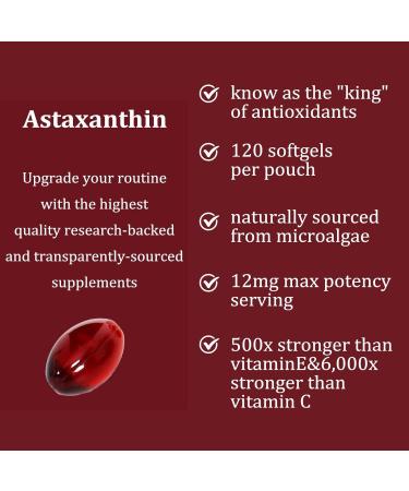 Nitidissima Belano Astaxanthin 12mg Organic Astaxanthin Antioxidant Supplements for Tanning Skin Eye Joint Health 120 Softgels - Buy Online on GoSupps.com