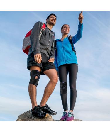 ABYON Knee Brace with Side Stabilizers and Gel Pad - Adjustable Non-Slip Open Patella Support for Men Women - Relieve Arthritis, Meniscus Tears, and Ligament Pain - Size L/XL (Black) - Buy Online on GoSupps.com