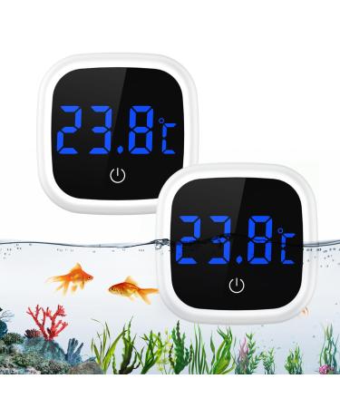 Ankilo aquarium thermometer aquarient thermometer digital with touch screen LED wireless temperature meter marine thermometer digital water thermometer for fresh water sea water reptiles 2 black & white