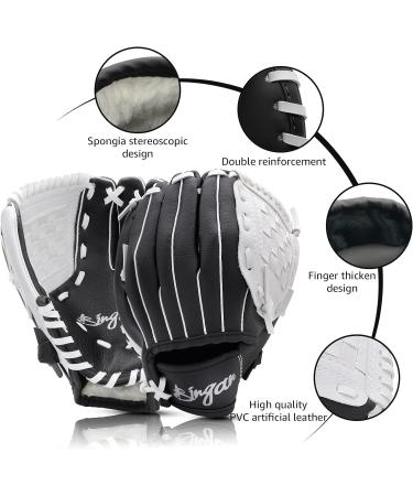 Shop Kids & Youth Baseball Gloves - Softball Mitts 9.5-12.5'' for Training - Right Hand Throw Black & White with Ball Age 3-6 - Buy Online on GoSupps.com