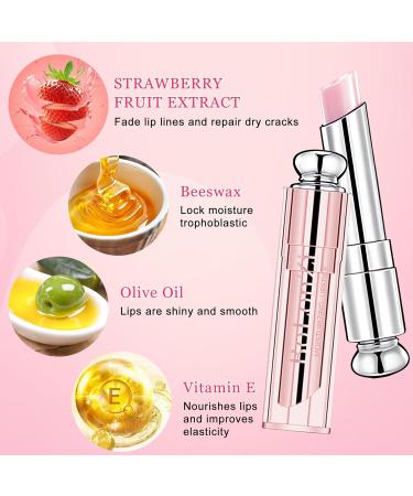 Lip Balm Tinted Lip Balm Moisturizing Lip Care Lip Oil Waterproof Long Lasting Lip Tint Lipsticks Strawberry Plumping Lip Balm Natural Lip Protection Lip Repair Gifts for Teenage Girls - Buy Online on GoSupps.com