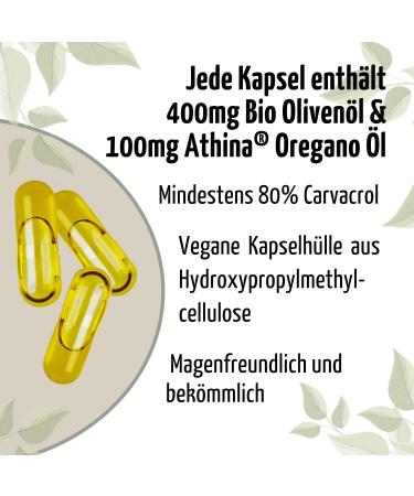 Buy Athina Oregano Oil - Organic Vegan Capsules (2 x 60) | 100 mg Per Capsule | 80% Carvacrol | Premium Greek Origanum vulgare hirtum - Buy Online on GoSupps.com