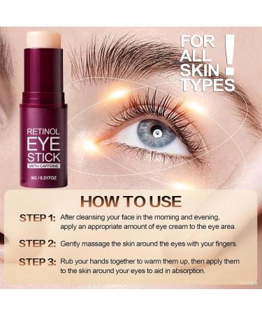 2 Pcs Retinol Eye Cream Stick Anti-Aging Caffeine Under Eye Balm Stick for Wrinkles Dark Circles Puffiness & Bags Under Eyes Hydrating & Firming Gently Firm & Lift Delicate Skin Easy Daily Use - Buy Online on GoSupps.com