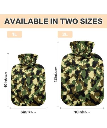 2L Camouflage Hot Water Bottle with Cover | Army Camo Pain Relief & Winter Hand Feet Warmer | International Shipping - Buy Online on GoSupps.com