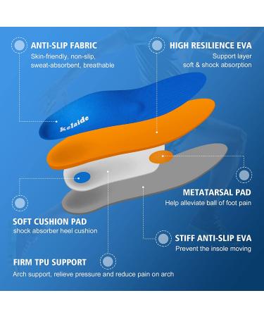 Kelaide Arch Support Insoles - Relief for Plantar Fasciitis, Flat Feet, Pronation - Orthotic Inserts for Men and Women - Blue, Size Mens(8-8.5)/Womens(10-10.5) - Buy Online on GoSupps.com