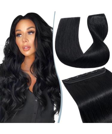 Clip in extensions real hair cheap hair extension 1 tessse 5 clips hair parts real hair remy human hair 40cm-45g ( #1 black) 40 cm #1 black