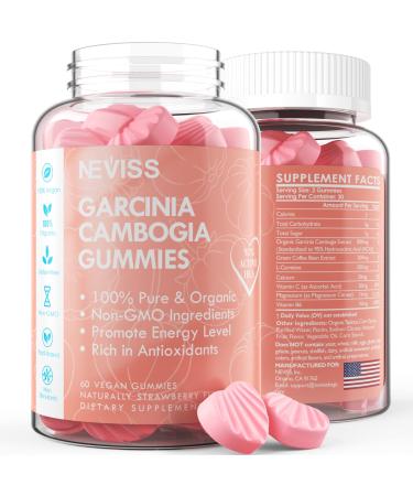 Garcinia Cambogia Gummies - 800mg 95% HCA Organic Extract Vegan Chewable Garcinia Cambogia Supplement for Women with L-Carnitine Green Coffee Bean Extract B6 for Metabolism Energy 60 Cts 60 Count (Pack of 1)