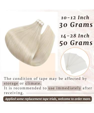 Ugeat Tape In Extensions - Real Hair White Blond Color #60A - 25cm Remy Hair Extensions with Adhesive Strips - 20 Pieces - Buy Online on GoSupps.com