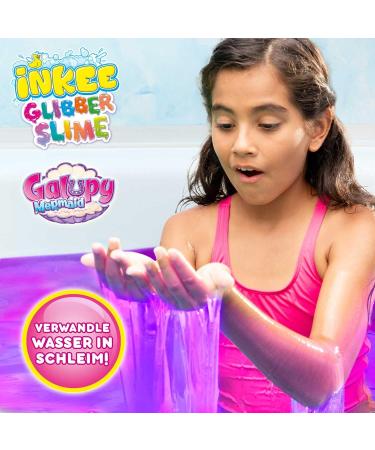 Inkee Bath Slime Galupy Mermaid - Neon Pink Mucous Powder with Vitamin E & Cotton Candy Aroma | 100g Bathing Glibber for Ultimate Relaxation - Buy Online on GoSupps.com