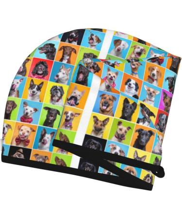 Hair Towel Wrap with Button | Cute Dogs Collage Hair Drying Turban for Quick Drying - Buy Online on GoSupps.com