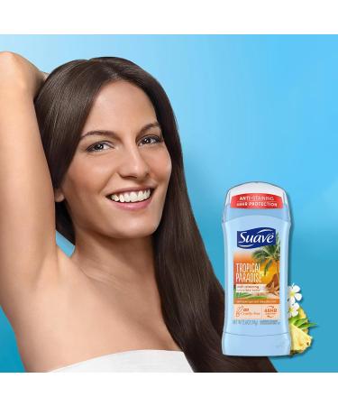 Suave Deodorant for Women Tropical Paradise Invisible Solid Antiperspirant Deodorant Stick 48H Protection Anti-Staining Cruelty-Free Scented 2.6 Oz (Pack of 2) - Buy Online on GoSupps.com