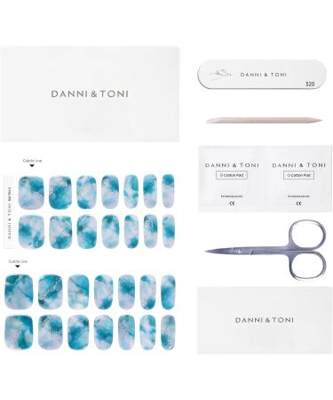 Danni & Toni Half Hardened Gel Nail Films - Blue Marble Glossy UV Nail Stickers | Self-Adhesive Nail Design Wraps (28 Pack) - Marble Canyon - Buy Online on GoSupps.com