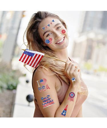 4th of July Temporary Tattoos - Patriotic Red, White & Blue Stickers for Independence Day Celebrations - Buy Online on GoSupps.com