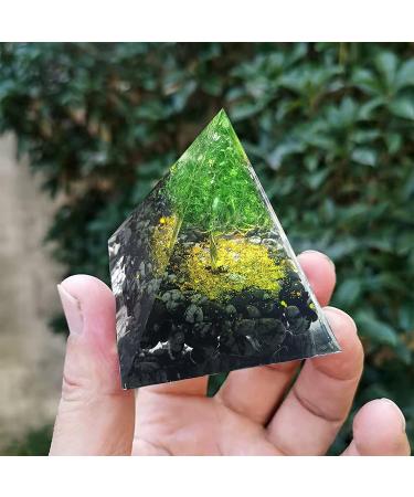 Tree of Life Orgone Pyramid - Protection Crystals for Positive Energy and Healing - Energy Generator Home Decor Gift - Black - Buy Online on GoSupps.com