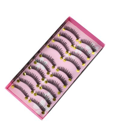 minkissy 10 Pairs Fake Eyelashes Artificial Fiber Eyelashes Makeup Eyelashes False Lashes Faux Lashes Eyelashes Natural Eyelashes Black Artificial Fiber Dense Miss False Eyelashes