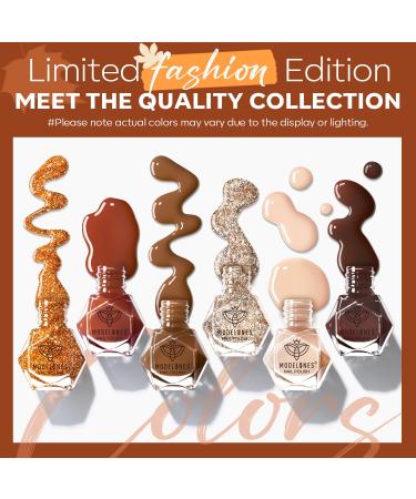 Modelones Fall Winter Glitter Nail Polish Set - 6 Quick Dry Colors for DIY Nail Art & Home Salon - Perfect Gift for Women & Moms - Buy Online on GoSupps.com