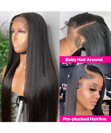 Lakin Glueless HD Lace Front Human Hair Wig 22 180 Density Straight Closure for Black Women - Natural Black Color - Buy Online on GoSupps.com