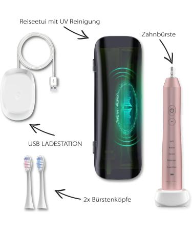 Tristan Auron Electric Toothbrush - 55 000 VPM 5 Modes UV Case 60 Days Battery Travel Case & 2 Heads - Pink D - Buy Online on GoSupps.com