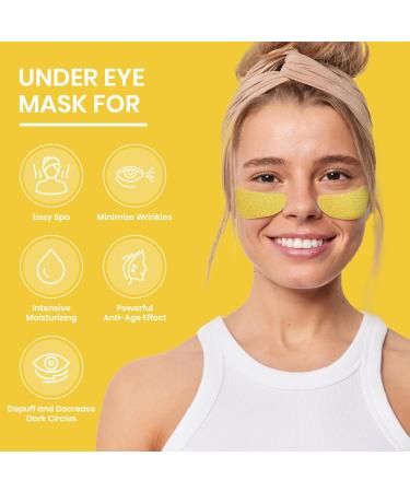 24k Gold Under Eye Patches - Reduce Dark Circles & Puffiness | 7 Pairs of Gold Foil Masks with Betaine & Hyaluronic Acid for All Skin Types - Buy Online on GoSupps.com