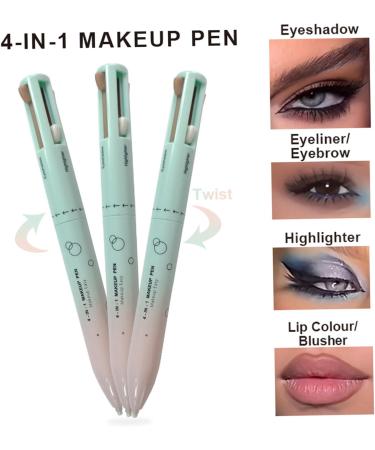 4 In 1 Makeup Pen with Eyeliner Eyebrow Pencil Lip Liner Highlighter All-In-One Portable Makeup Pen Multifunction Makeup Easy Switching Make Up Pen for Women - Buy Online on GoSupps.com
