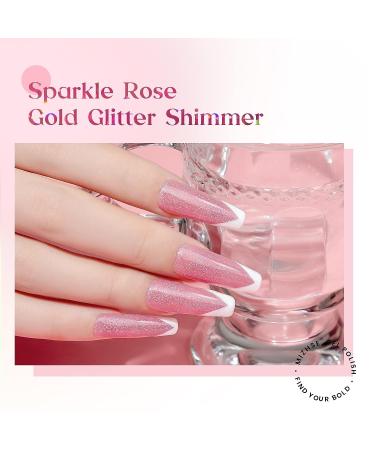 Rose Pink Glitter Gel Nail Polish - 12mL Sheer Nude Pink Shimmery Jelly Gel Polish - Buy Online on GoSupps.com