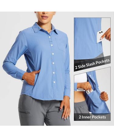 Baleaf Women's Long Sleeve UPF 50+ Sun Protection Shirt - Ashleigh Blue, Large - Buy Online on GoSupps.com