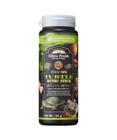 Ultra Fresh - Turtle Nutri Stick, Wild Sword Prawn, Calcium & Vitamin D Enriched Aquatic Turtle Food with Probiotics for Picky Turtles, Made from All Natural Ingredients 3.35 Ounce (Pack of 1)