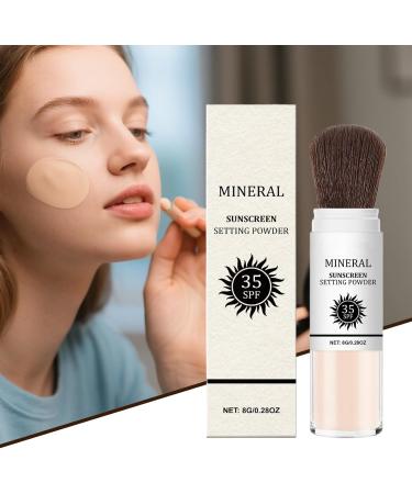 Sun Powder Face Mineral Powder 8g with Brush Natural Makeup Long-Lasting Shine Control and Breathable Sun Protection for Women Adults - Ideal for Beach and Travel - Buy Online on GoSupps.com