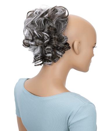 PRETTYSHOP Voluminous Curly Messy Bun Hairpiece Scrunchy Updo Brown Gray Mix #10H1001B G14L - Buy Online on GoSupps.com
